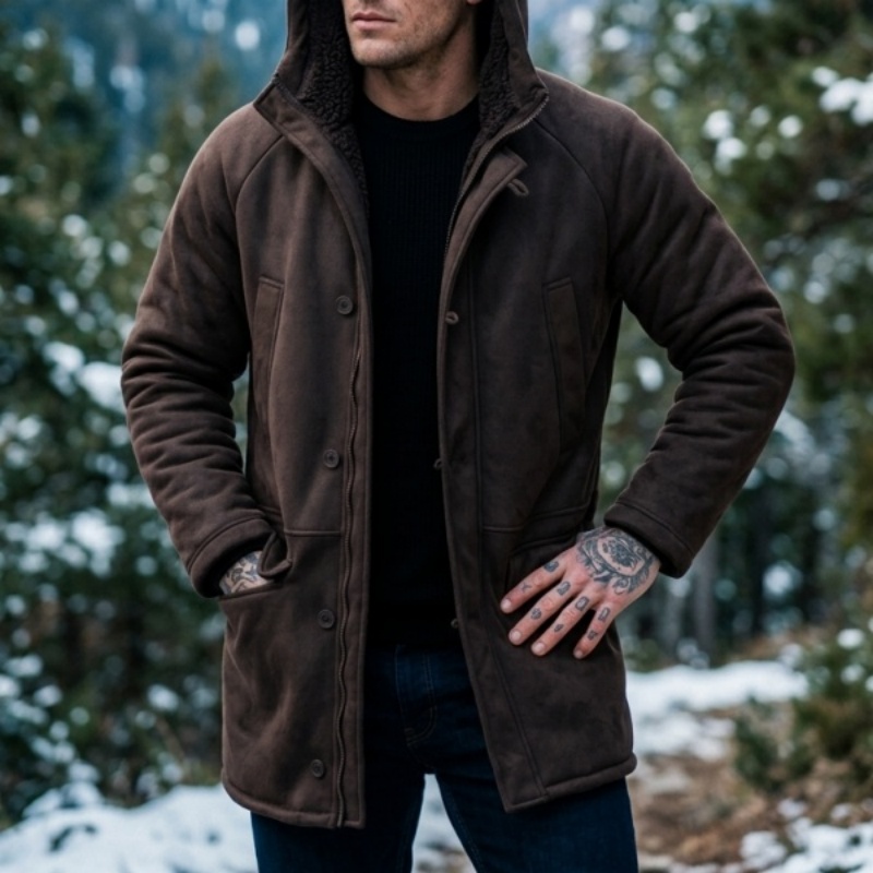New Men's Faux Fur Lined Hoode - Hunting Outdoor Jacket 评论和价格