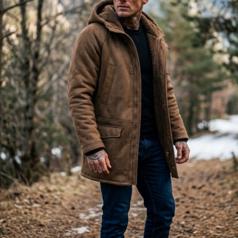New Men's Faux Fur Lined Hoode - Hunting Outdoor Jacket 评论和价格