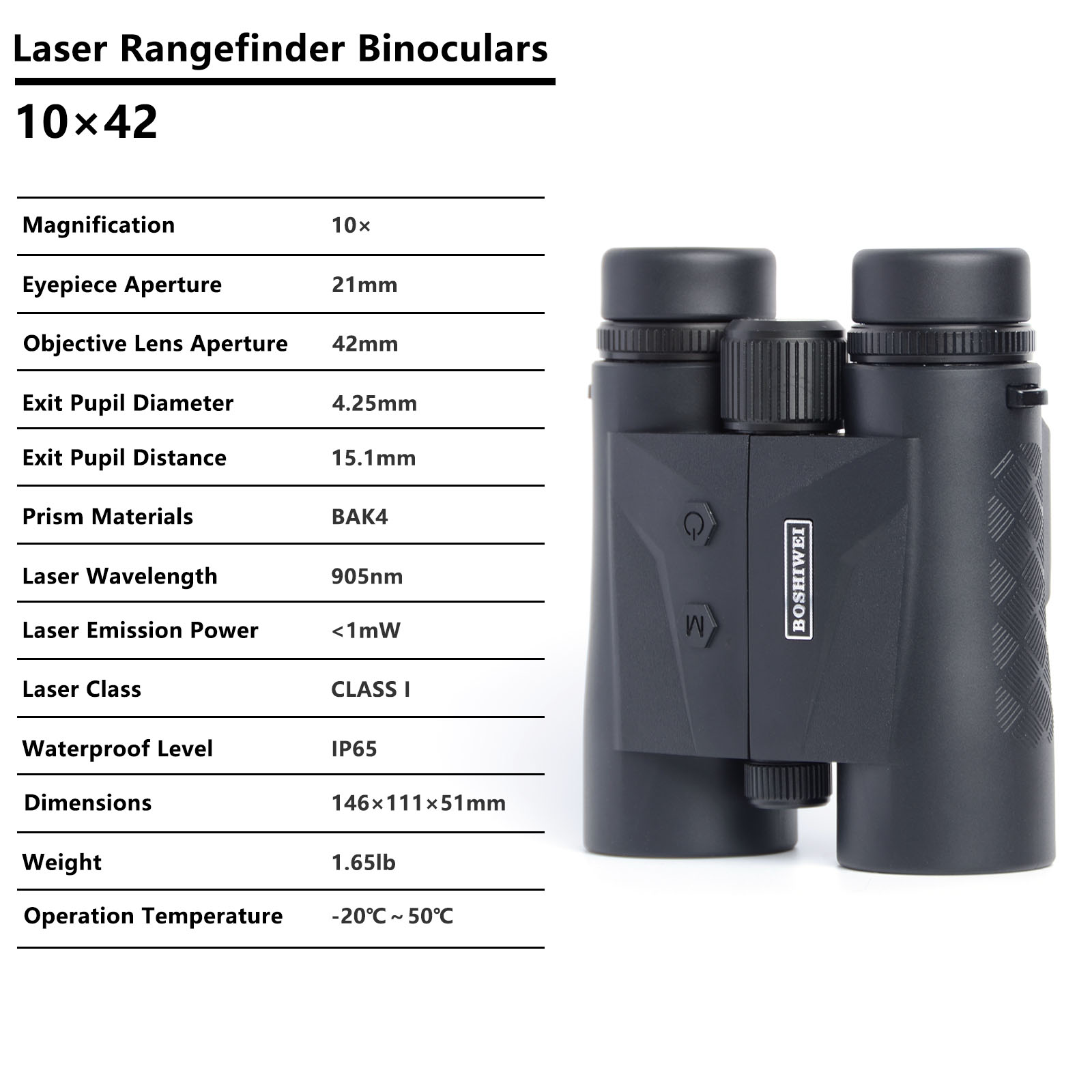 BOSHIWEI 10x42 Laser Rangefind - Rangefinder Laser Hunting 评论和价格