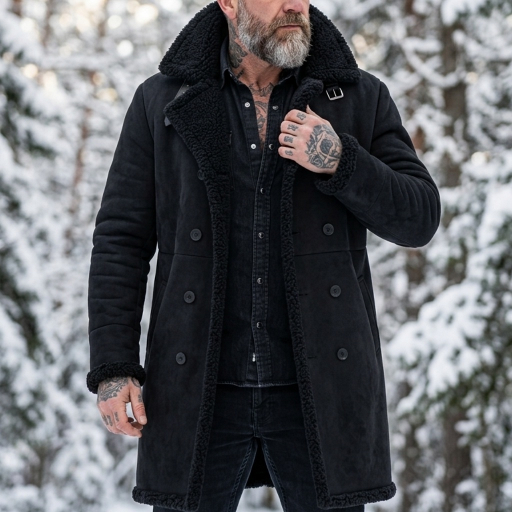 Men's Faux Suede Fur Lined Win - Hunting Outdoor Jacket 评论和价格