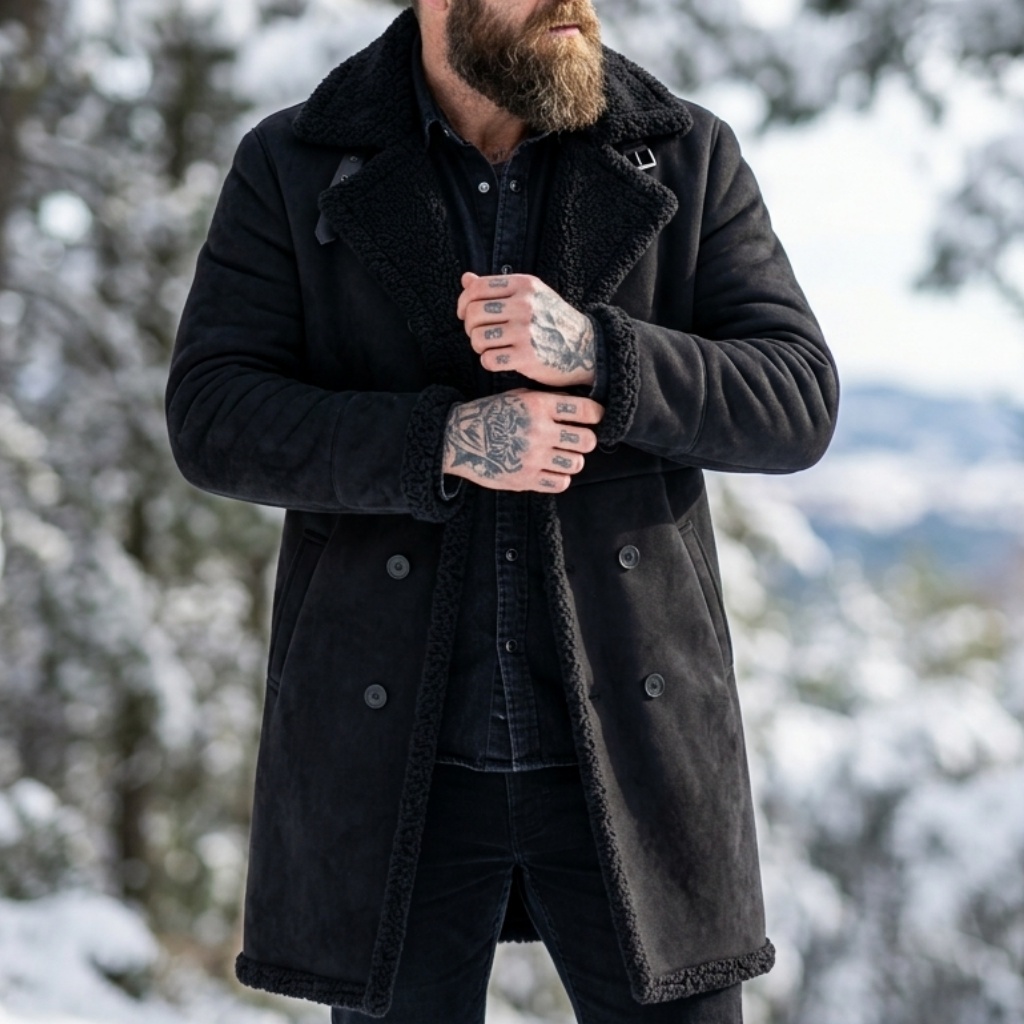 Men's Faux Suede Fur Lined Win - Hunting Outdoor Jacket 评论和价格