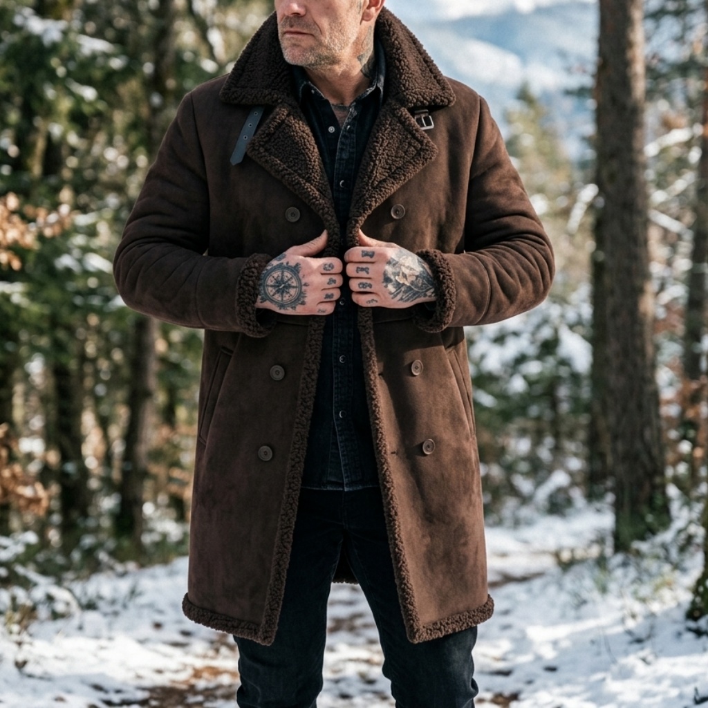 Men's Faux Suede Fur Lined Win - Hunting Outdoor Jacket 评论和价格